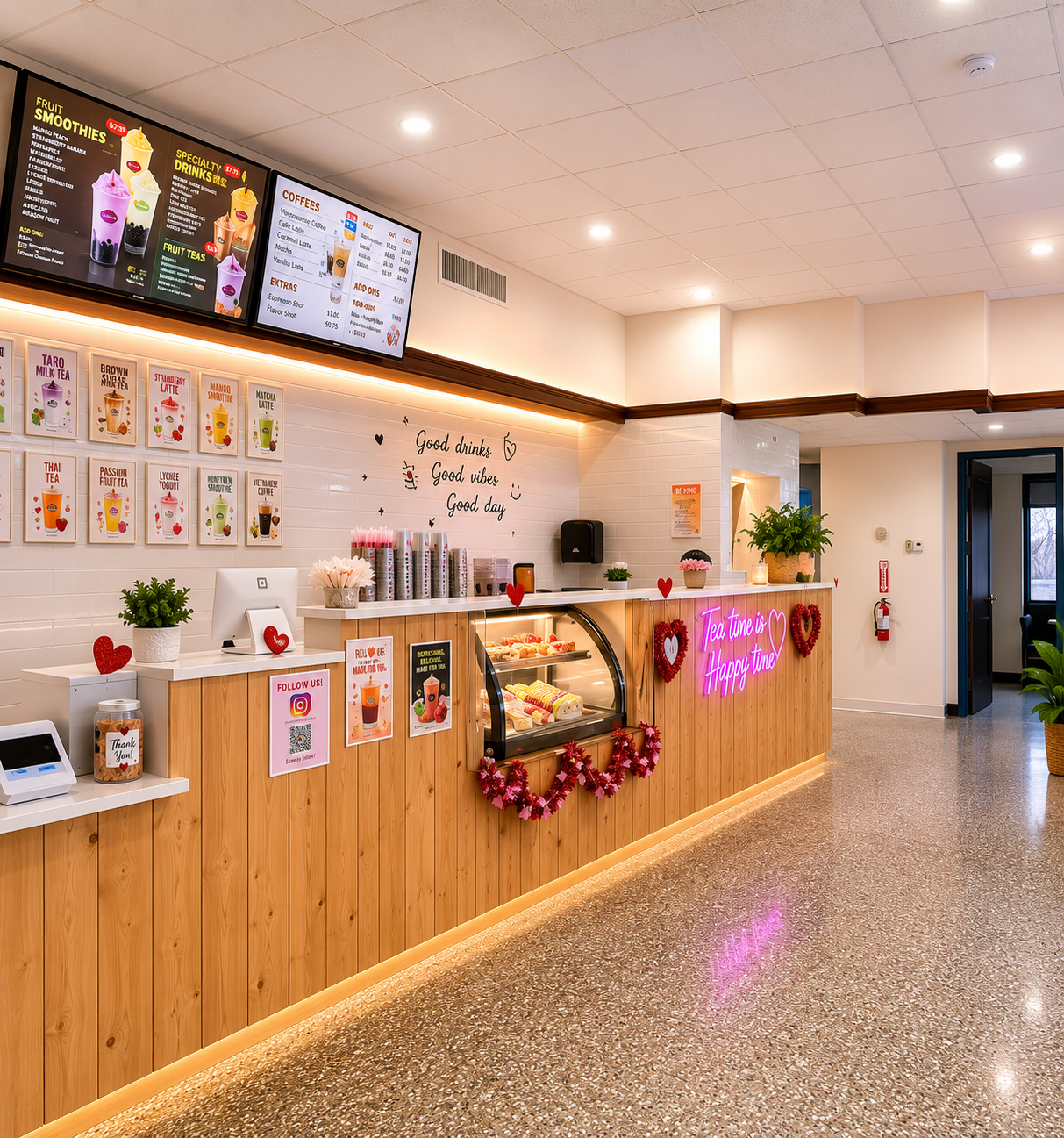 Interior to cafe renovation